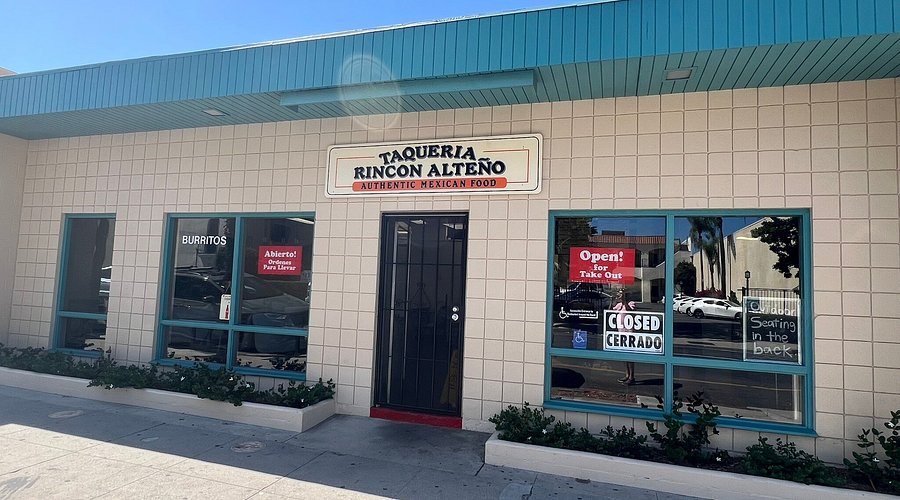 Taquería Rincón Alteño restaurant interior in Santa Barbara, showcasing authentic Mexican dining atmosphere